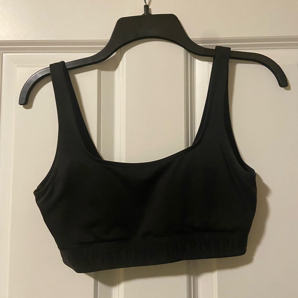 PINK lightly lines sports bra. Black.  Size small.